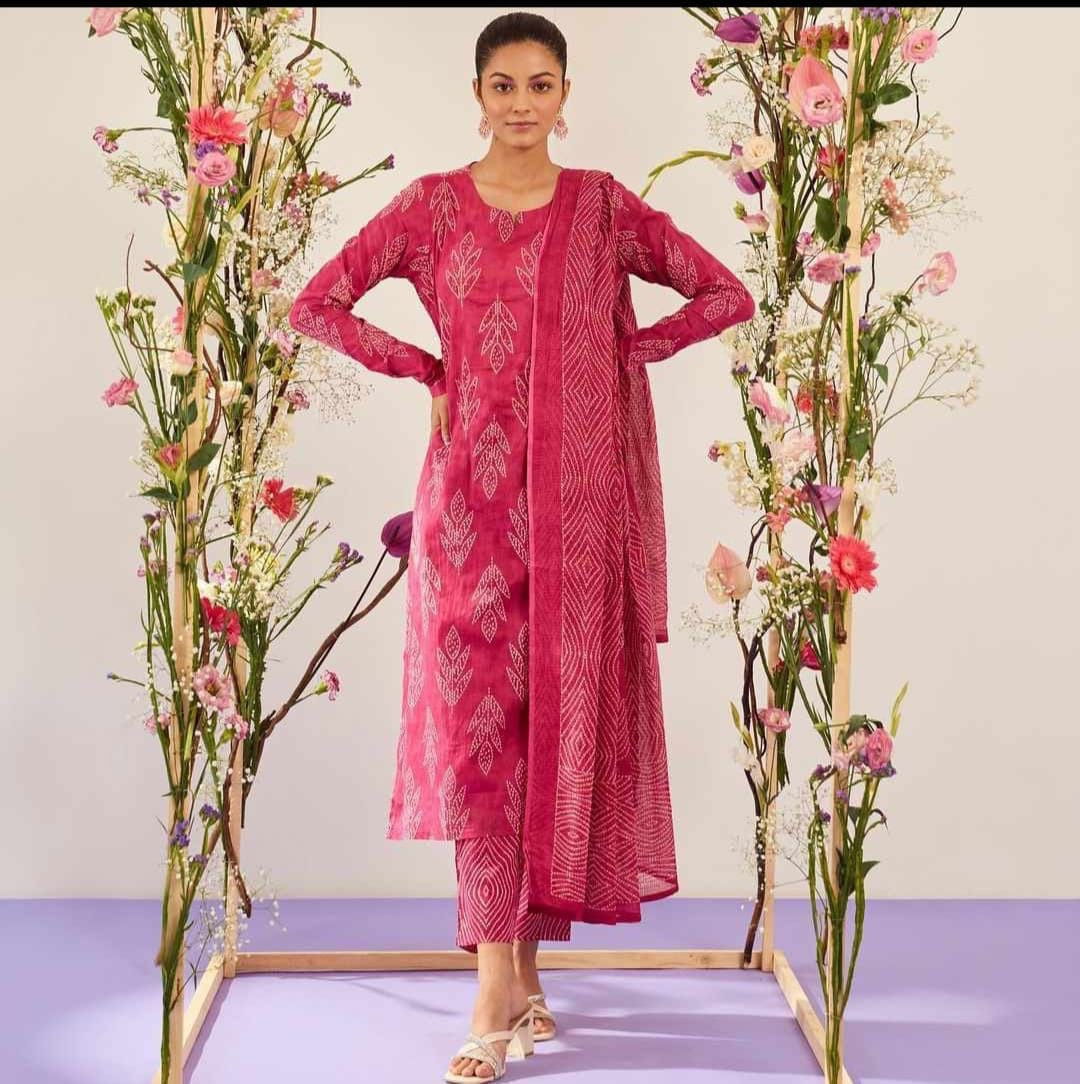 Vt Designer Printed With Handwork Cotton Kurti With Bottom Dupatta Wholesale Market In Surat